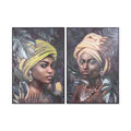 Pintura Dkd Home Decor Colonial Africana (80 X 3,5 X 120 cm) (2 Unidades)