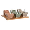 Conjunto para Aperitivos Dkd Home Decor 28 X 18,8 X 1,5 cm Porcelana Multicolor Bambu 10 Peças Escandinavo