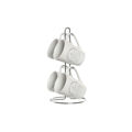 Conjunto de Chávenas com Pratos Dkd Home Decor Metal Branco 300 Ml Grés Azulejo