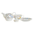 Juego da Chaleira Dkd Home Decor Porcelana Azul Terracota Branco Amarelo (3 Unidades)