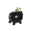 Figura Decorativa Dkd Home Decor Preto Dourado Resina Porco Moderno (13,5 X 11 X 14 cm) (2 Unidades)