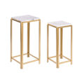 Conjunto de 2 Mesas Dkd Home Decor 33 X 33 X 70 cm Dourado Metal Branco Mármore