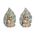 Figura Decorativa Dkd Home Decor 12,4 X 5,6 X 17,7 cm Azul Buda Turquesa Oriental Decapé (2 Unidades)