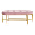 Banqueta Dkd Home Decor 100 X 35 X 40 cm Cor de Rosa Dourado Metal