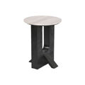 Mesa de Apoio Pequena Home Esprit Branco Preto Mármore Madeira de Mangueira 41 X 41 X 51 cm