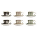 Conjunto de 6 Chávenas com Prato Home Esprit Verde Bege Cinzento Porcelana 90 Ml