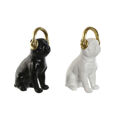 Figura Decorativa Home Esprit Branco Preto Dourado Cão 12 X 18 X 30 cm (2 Unidades)