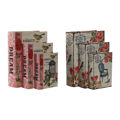 Jogo de Caixas Decorativas Home Esprit Castanho Madeira Tela Floral 22 X 7,5 X 30 cm (2 Unidades)