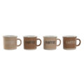 Conjunto de Chávenas de Café Home Esprit Castanho Grés 4 Peças 180 Ml