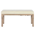 Banqueta Home Esprit Branco Natural Poliéster Madeira da Borracha 100 X 38 X 43 cm