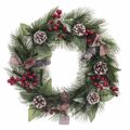 Coroa de Natal Branco Vermelho Verde Natural Pvc 40 cm