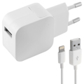 Carregador de Parede +cabo Lightning Mfi Ksix 2.4A USB iPhone Branco