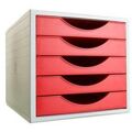 Gabinete de Arquivo Modular Archivo 2000 Archivotec Serie 4000 5 Gavetas Din A4 Vermelho (34 X 27 X 26 cm)