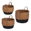 Conjunto de Cestas Preto Castanho Algas Marinhas (3 Pcs)