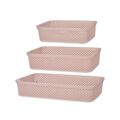 Caixa Multiusos Cor de Rosa Plástico (3 Pcs)