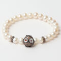 Bracelete Feminino Lancaster JLA-BR-OWL-4-WH Castanho Branco Prata Esterlina 16 mm