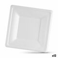 Conjunto de Pratos Algon Descartáveis Branco Cana-de-açúcar Quadrado 20 cm (12 Unidades)