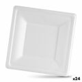 Conjunto de Pratos Algon Descartáveis Branco Cana-de-açúcar Quadrado 26 cm (24 Unidades)