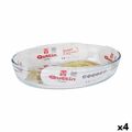 Travessa para o Forno Quttin Transparente 2,2 L Vidro Oval 30,1 X 20,9 X 6,3 cm (4 Unidades)