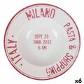 Prato para Massa Santa Clara Milano Vermelho Porcelana ø 28 cm (6 Unidades)