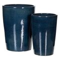 Vaso 37 X 37 X 49 cm Cerâmica Azul (2 Unidades)
