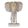 Figura Decorativa Branco Dourado Natural Elefante 44 X 16 X 57 cm