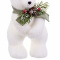 Adorno Natalício Branco Multicolor Plástico Polyfoam Tecido Urso 13 X 15 X 30 cm