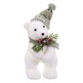 Adorno Natalício Branco Multicolor Plástico Polyfoam Tecido Urso 13 X 15 X 30 cm