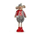 Figura Decorativa Rato Natal 71 cm Vermelho Cinzento Poliéster Branco Creme