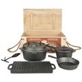 Esschert Design 7 pcs Conjunto de Cozinha para Campismo Preto FF240