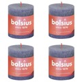 Bolsius Velas Rústicas Cilíndricas Shine 4pcs 80x68 mm Azul Crepúsculo