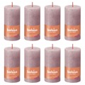 Bolsius Velas Rústicas Cilíndricas Shine 8 pcs 100x50 mm Rosa Cinza