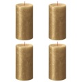 Bolsius Velas Rústicas Cilíndricas Shimmer 4 pcs 130x68 mm Dourado