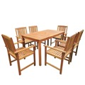 Conjunto de Jantar de Exterior Madeira Acácia Maciça 7 pcs