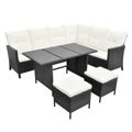 Conjunto Lounge de Jardim C/ Almofadões Vime Pe Preto 4 pcs