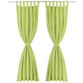  Cortinas de Cetim com Presilhas 2 Un. 140x245 cm Verde