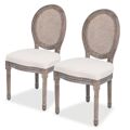 Cadeiras de Jantar 2 pcs Tecido Cor Creme