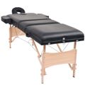  Conjunto Mesa Massagens Dobrável 3 Zonas + Banco 10cm Espess. Preta