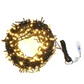 Cordão de Luzes 400 LED 40 M 8 Efeitos Iluminação IP44 Branco Quente