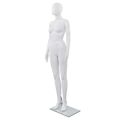 Manequim Feminino Completo Base em Vidro 175cm Branco Brilhante