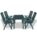 Conjunto de Jantar de Exterior Plástico Verde 5 pcs