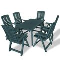 Conjunto de Jantar de Exterior Plástico Verde 7 pcs