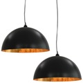 Candeeiros de Teto 2 pcs Semiesférico 50 cm E27 Preto e Dourado