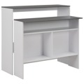 Mesa de Bar com 2 Tampos 130x40x120 cm Branco e Cinzento