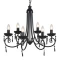 Candelabro Pendente de Cristal Preto para 6 Bulbos