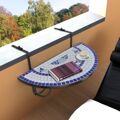 Mesa de Pendurar para Varanda Semi-circular em Mosaico Azul Branco