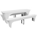 Conjunto de Capas para Mesa e Bancos de Bar Branco 220 X 50 X 80 cm 3 Peças