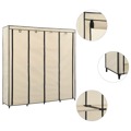 Roupeiro com 4 Compartimentos 175x45x170 cm Cor Creme