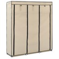 Roupeiro C/ Compartimentos e Varões 150x45x175 cm Tecido Creme