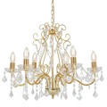 Lustre com Contas de Cristal 6 X E14 Redondo Dourado